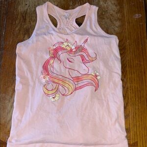 Unicorn Print Pink Kids Tank Top